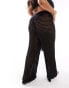 In The Style Plus crochet wide leg trouser co-ord in black