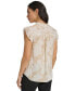 ფოტო #2 პროდუქტის Women's Printed Cap-Sleeve Tie-Neck Top