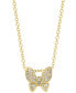 ფოტო #1 პროდუქტის EFFY® Diamond Pavé Butterfly 18" Pendant Necklace (1/10 ct. t.w.) in 14k Gold-Plated Sterling Silver