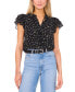 ფოტო #1 პროდუქტის Women's Flutter Sleeve Tie Neck Blouse