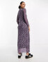 Noisy May mesh exposed seam maxi dress in purple ditsy