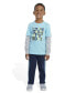 ფოტო #1 პროდუქტის Little Boys Layered Cotton T-shirt and Fleece Pants Set, 2 Piece