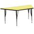 Фото #1 товара 29.5''W X 57.25''L Trapezoid Yellow Thermal Laminate Activity Table - Height Adjustable Short Legs