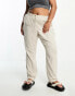 Фото #2 товара Vero Moda Curve linen blend tapered trousers in stone