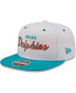 Фото #1 товара Men's White, Aqua Miami Dolphins Sparky Original 9FIFTY Snapback Hat