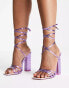 Фото #8 товара Public Desire Exclusive Wide Fit Amira block heel sandals in purple metallic
