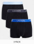 Lacoste 3 pack trunks contrast waistband in black Черный, M - фото #1