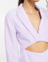 Miss Selfridge Petite cut out mini blazer playsuit in lilac