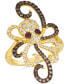 Chocolate Diamond & Nude Diamond (7/8 ct. t.w.) & Passion Ruby (1/20 ct. t.w.) Octopus Ring in 14k Gold