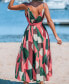 Women's Geometric Sleeveless Waist Tie Midi Beach Dress