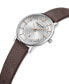 ფოტო #2 პროდუქტის Men's Quartz Classic Brown Dark Genuine Leather Watch 42mm