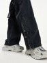 Superdry vintage elastic cargo trousers in navy W32 - фото #3