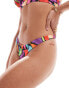 Фото #4 товара ASOS DESIGN Lillie high leg thong bikini bottom in multi abstract print