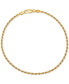 ფოტო #1 პროდუქტის Rope Chain Ankle Bracelet (2mm) in 18k Gold-Plated Sterling Silver or Sterling Silver, Created for Macy's