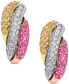 Yellow Sapphire (5/8 ct. t.w.) and Pink Sapphire (5/8 ct. t.w.) and Diamonds (5/8 ct. t.w.) Earrings Set in 14k White Gold