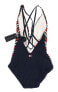Фото #2 товара Tommy Hilfiger 240572 Womens Striped One-Piece Swimwear Core Navy Size 8
