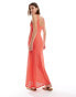 Фото #4 товара ASOS DESIGN crochet twisted strap maxi dress in coral