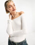 Фото #1 товара COLLUSION off the shoulder long sleeve bodysuit in white