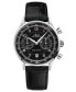 ფოტო #1 პროდუქტის Men's Swiss Automatic Chronograph Multifort Patrimony Black Leather Strap Watch 42mm