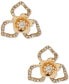 ფოტო #1 პროდუქტის Gold-Tone Crystal Open Flower Stud Earrings