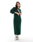 Фото #1 товара ASOS DESIGN wide rib midaxi dress in dark green