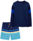 Фото #1 товара Kid Striped Rashguard & Swim Trunks Set 6