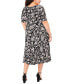 ფოტო #2 პროდუქტის Plus Size Scoop-Neck Elbow-Length Midi Dress
