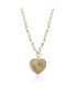 Womens Heart Necklace 16" + 2" - Gold-Tone Heart Pendant Necklace with Clear Crystal Embellishments