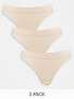 Фото #1 товара Weekday Cat 3 pack thong in beige