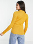 NA-KD knitted long sleeve polo top in mustard