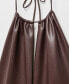 Фото #6 товара Women's Leather-Effect Halter Dress