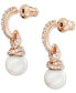 Rose Gold-Tone Pavé & Imitation Pearl Charm Hoop Earrings