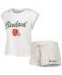 Women's White, Cream Cleveland Browns Montana Knit T-Shirt and Shorts Sleep Set