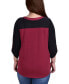 Фото #3 товара Plus Size 3/4 Sleeve Studded Top with Contrast Yoke and Sleeves