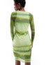 Calvin Klein Jeans illuminated mesh dress in green multi