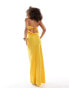 ASOS DESIGN satin bandeau bias maxi dress with tie back in bright yellow