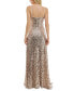 Women's Sequin Embellished Rosette Sleeveless Gown