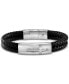 Фото #1 товара Men's Double Strand Leather Cross Bracelet in Stainless Steel