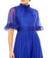 ფოტო #5 პროდუქტის Women's Ruffled High Neck Flutter Sleeve High Low Hem Gown