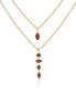 Gold-Tone Red Glass Stone Layered Necklace Set, 18", 30" + 2" Extender