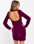 Фото #2 товара ASOS DESIGN high neck velvet drape mini dress in berry