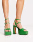 Фото #4 товара ASOS DESIGN Neddy premium leather platform heeled sandals in green