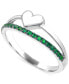 ფოტო #1 პროდუქტის Emerald & Polished Heart Split Shank Ring (3/8 ct. t.w.) in Sterling Silver (Also in Ruby)