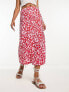 Фото #7 товара New Look midi skirt in red floral pattern