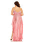Plus Size Rhinestone High Low Pleated Gown