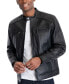 ფოტო #4 პროდუქტის Michael Kors Men's Perforated Leather Moto Jacket, Created for Macy's