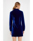 ფოტო #3 პროდუქტის Women's Velvet Shirt Style Mini Dress