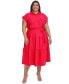 Фото #1 товара Plus Size Tiered Fit & Flare Shirtdress
