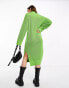 Фото #4 товара Monki oversized midi jumper dress with side splits in green