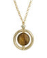ფოტო #1 პროდუქტის Gold-Tone Round Tiger Eye Semi Precious Stone Necklace